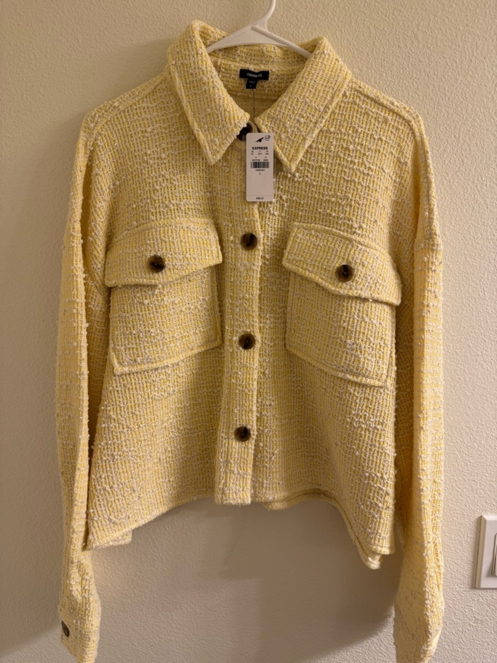 Express Yellow Cropped Shacket - Picture 3 of 4